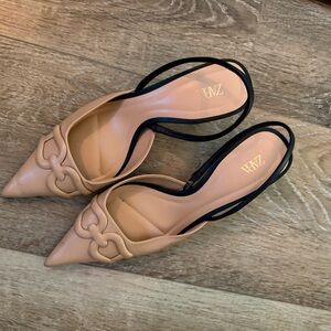 Zara Women's Nude Pointed Slingback Heels